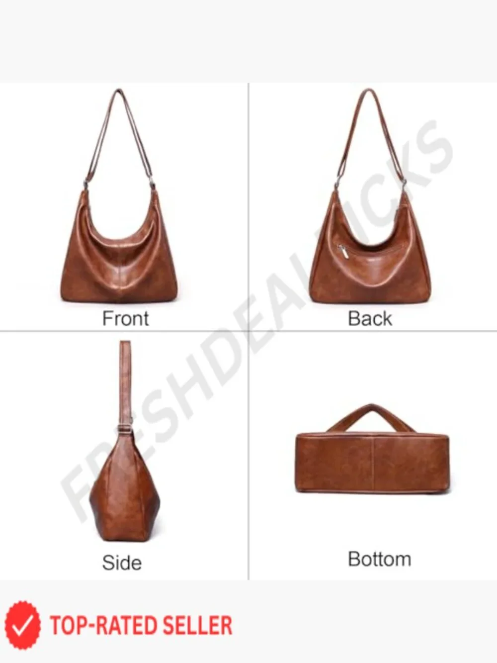 Slouchy Vegan Leather Hobo Bag Adjustable Shoulder Strap Crossbody Tote Purse